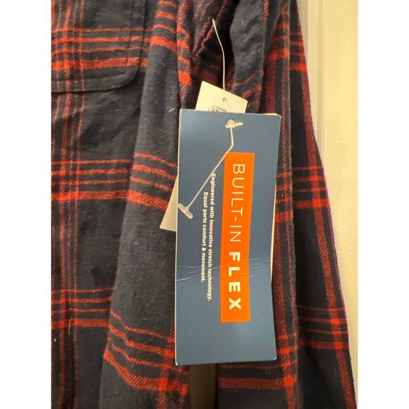NWT Old Navy Men’s Regular Fit Flannel Collar Button Front Shirt Size S Blue Red - Picture 4 of 5